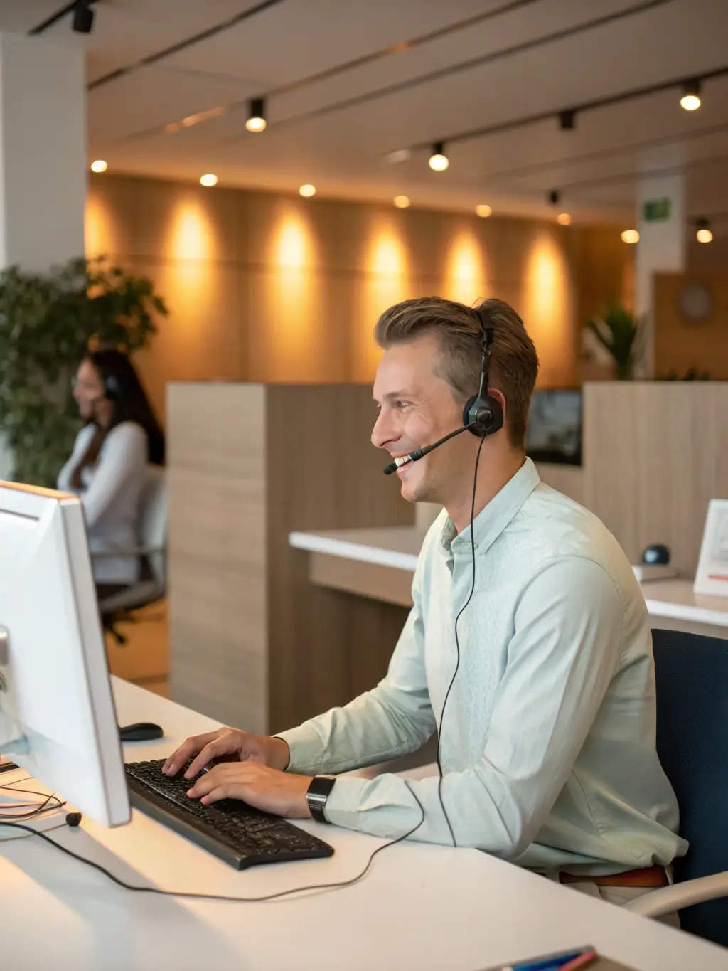 A dedicated account manager assisting a client, symbolizing the personalized support offered in the Enterprise Plan.